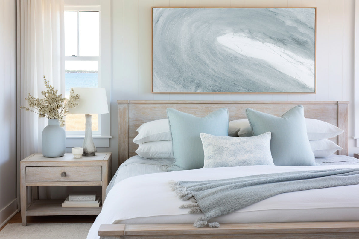 Vanora Blue Kiss ("White Wave") - Reproduction Charcoal & Graphite Wall Art Print or Canvas